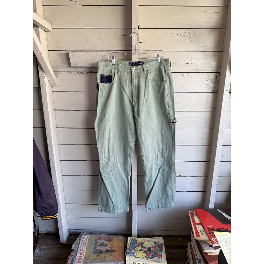 Vintage Phat Farm Carpenter Jeans Mens 36x34 Sage Green Baggy Streetwear Denim